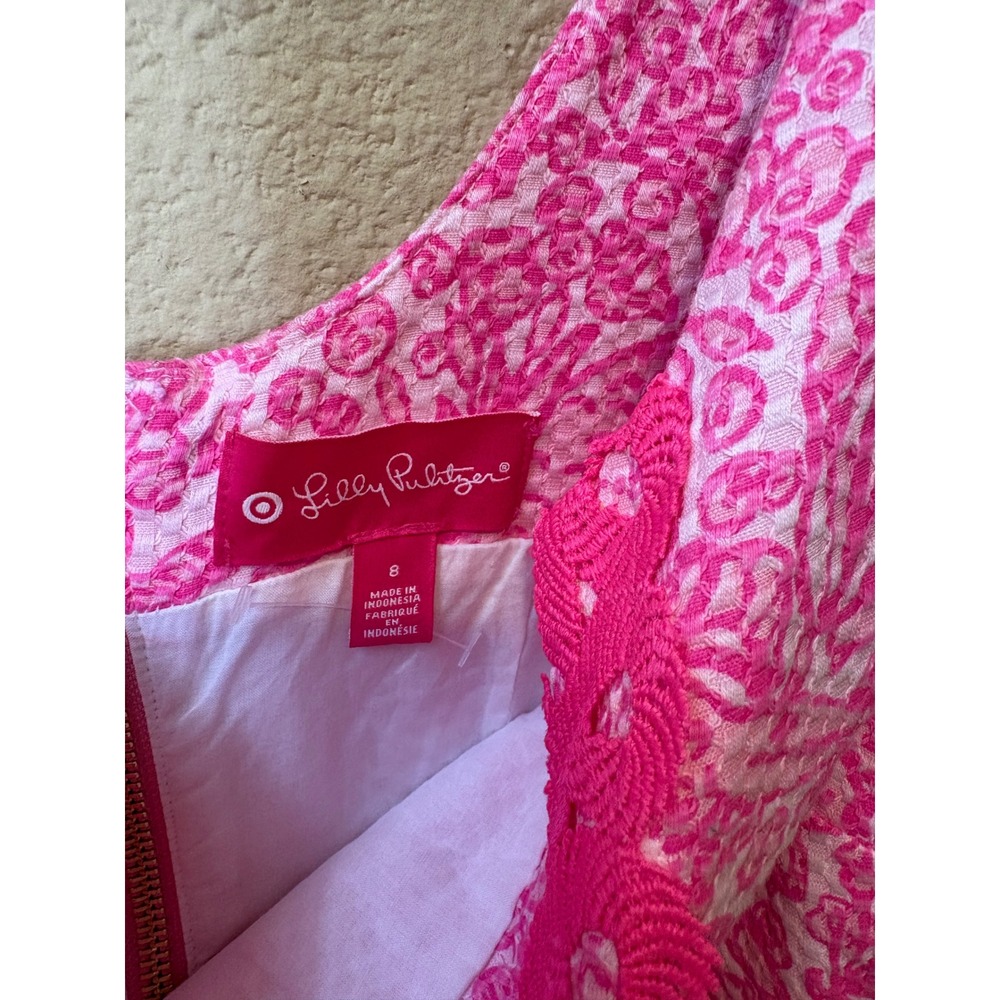 Lilly Pulitzer for Target Pink Seafoam Summer Shift Dress Lace Detail Size 8 - Picture 2 of 6